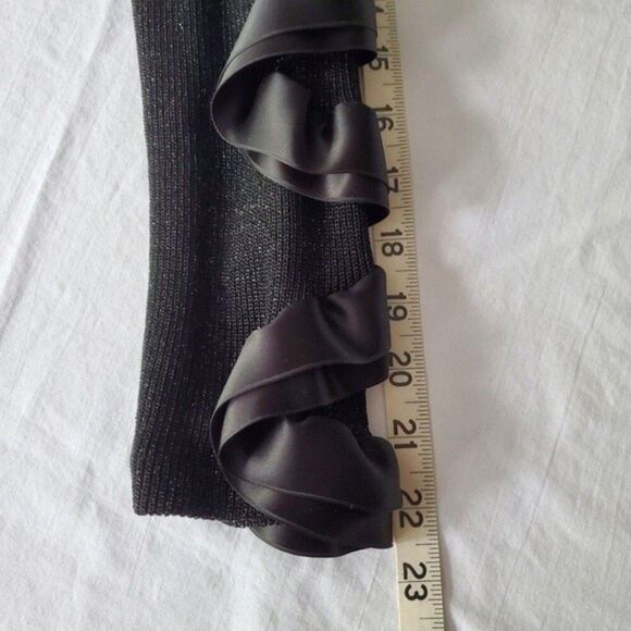 Carol Mignon Boutique 90s Black Sparkle Ruffle Ribbon Bodycon Cocktail Dress - Picture 11 of 11